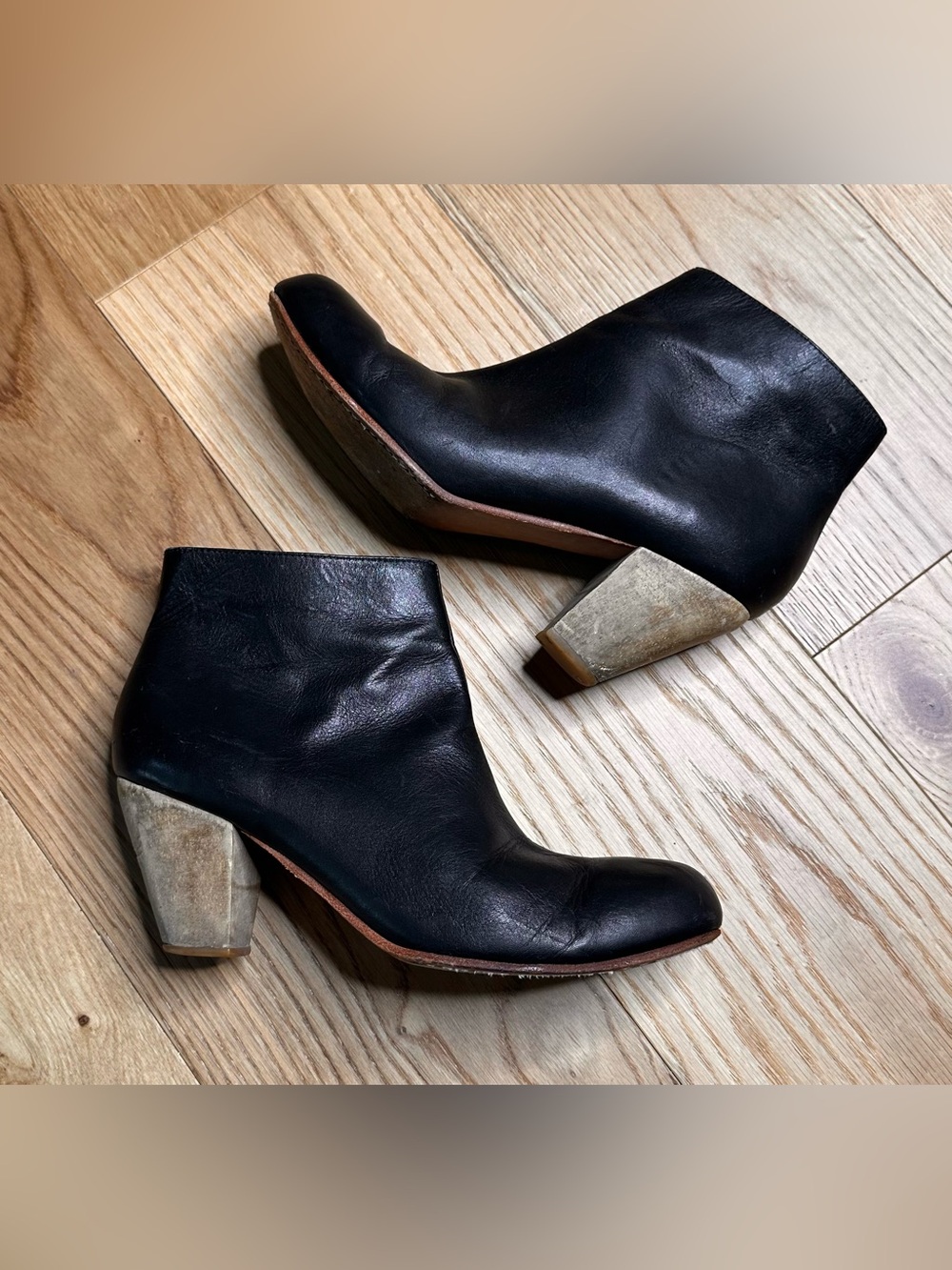 Rachel Comey Women's Round Toe Leather Block Heel Ankle Boots Black Size 9